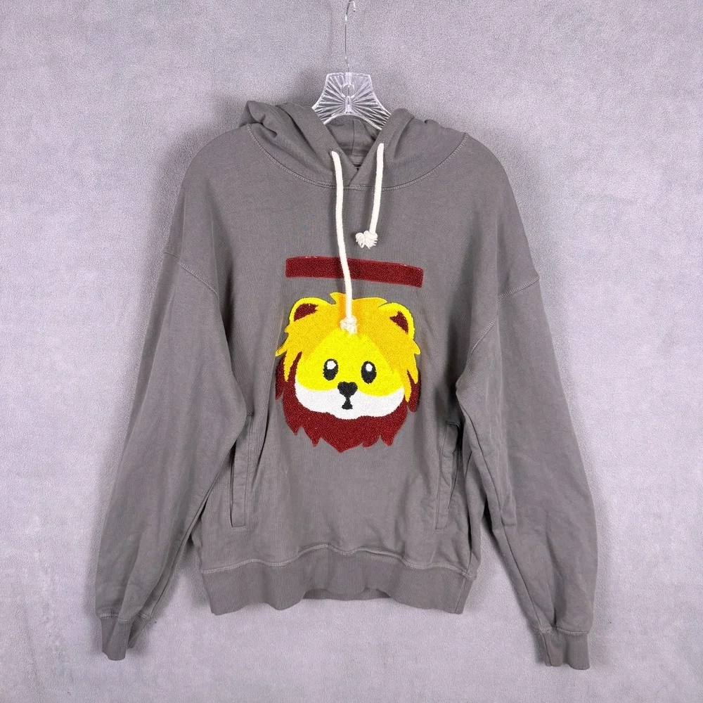 RAWGEAR‎ Hoodie Bradley Martyn LION Pullover Gray Size S Embroidered Sweater 3D